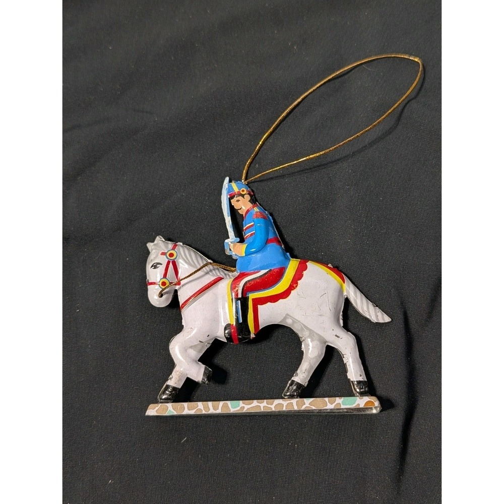 VTG Zoller & Born German Tin Knight Ornament Medieval Soldier on Horseback